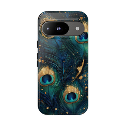 Elegant Peacock Feather Luxe Phone Case for iPhone, Samsung & Google Pixel