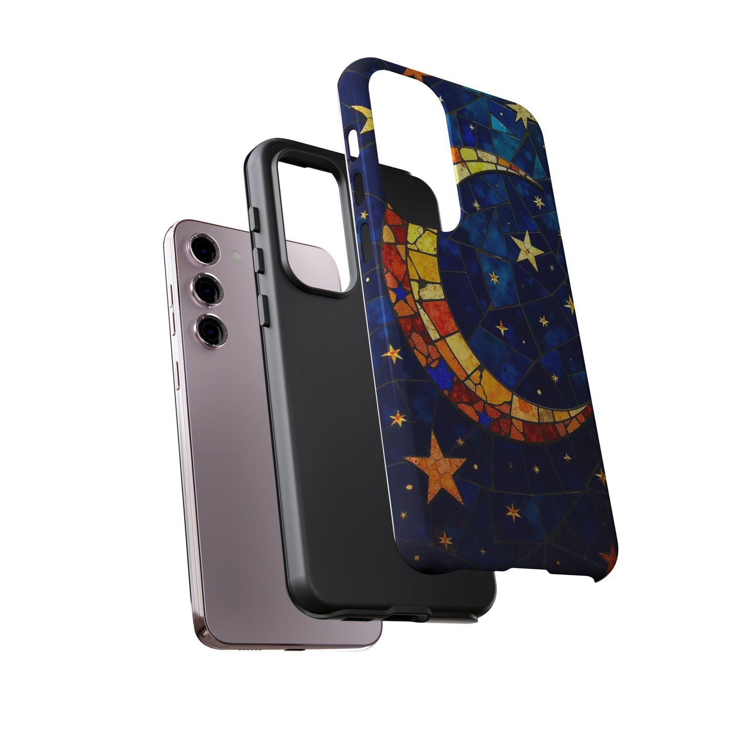 Celestial Crescent: Vibrant Moon and Stars Phone Case