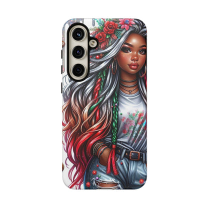 Festive Boho Queen – Holiday Glow & Candy Cane Braids Mobile Cover