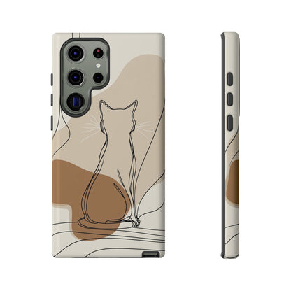 Minimalist Cat Silhouette: Elegant Line Art Phone Case for iPhone, Samsung & Pixel