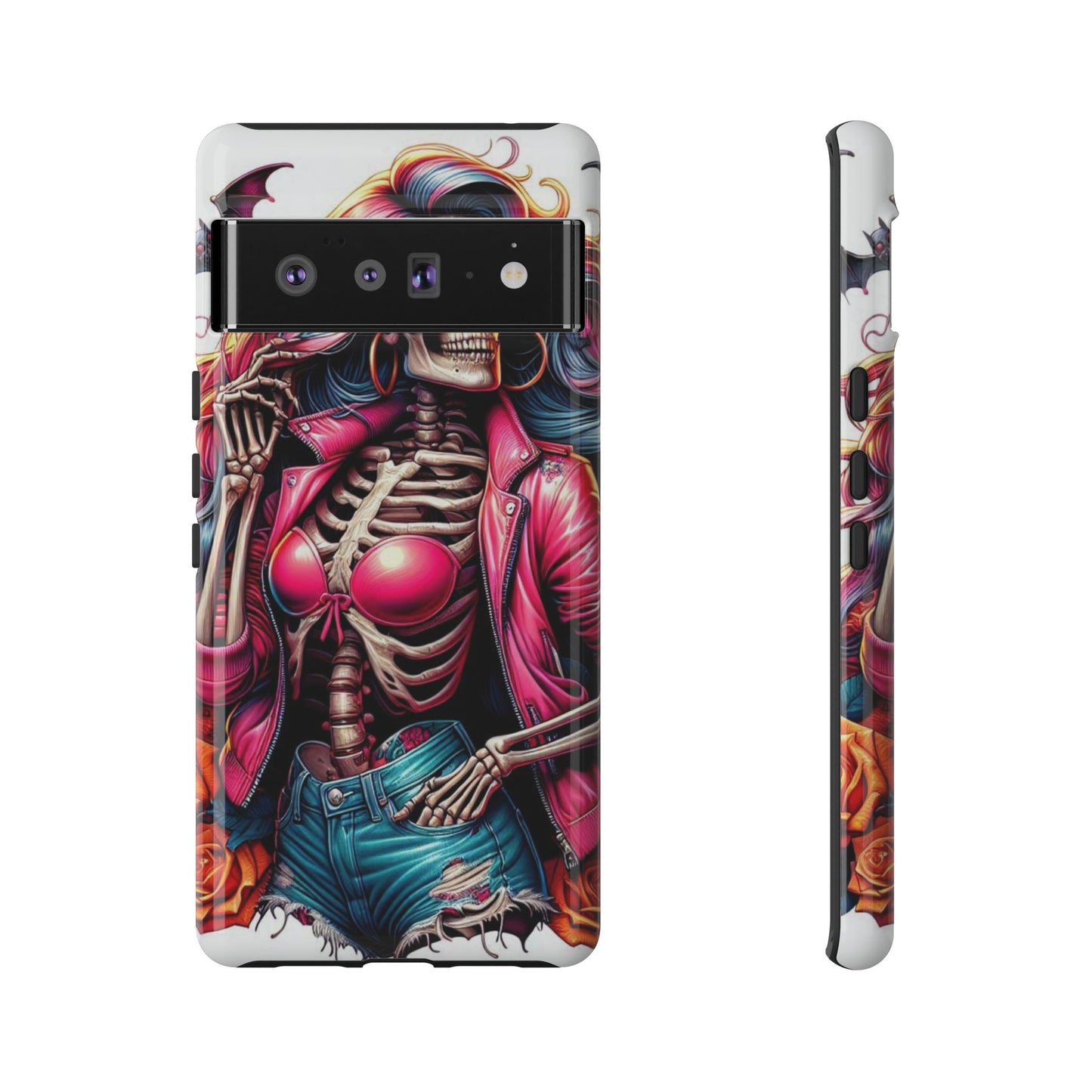 Neon Bones – Retro Skeleton & Vibrant Punk Aesthetic Mobile Cover