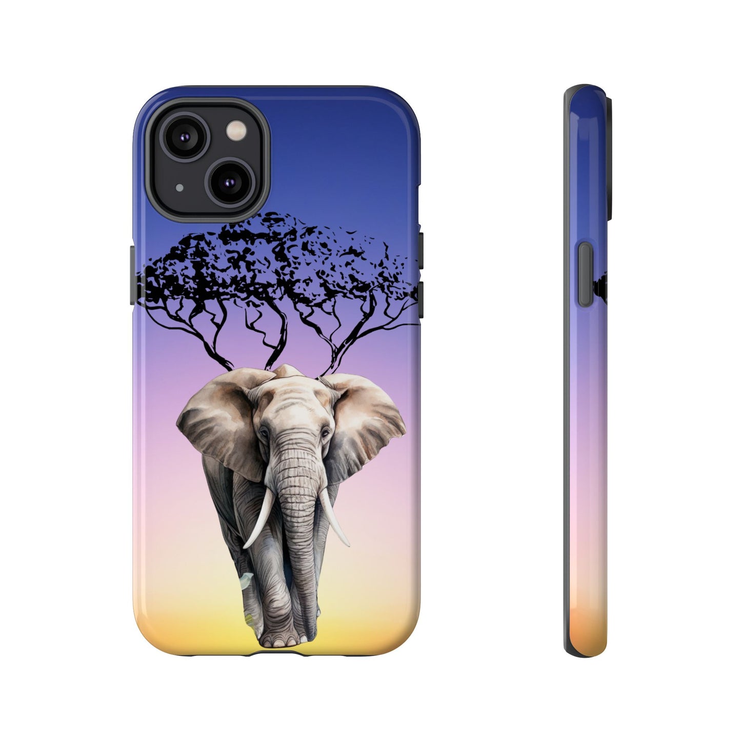 Surreal Elephant Tree Mobile Cover – Dreamy Sunset Fantasy