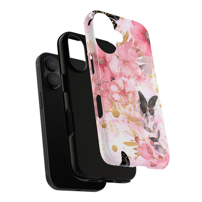 Pink Blossom & Gold Butterfly Mobile Case