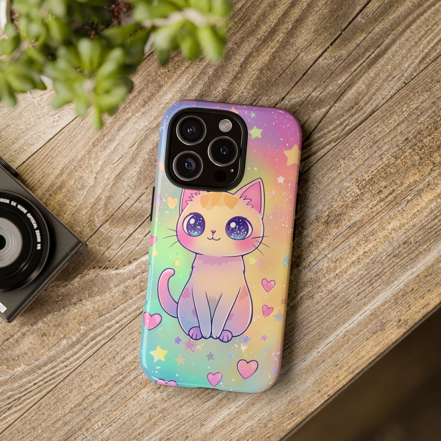 Rainbow Galaxy Cat Phone Case – Cute Anime Aesthetic for iPhone, Google Pixel & Samsung