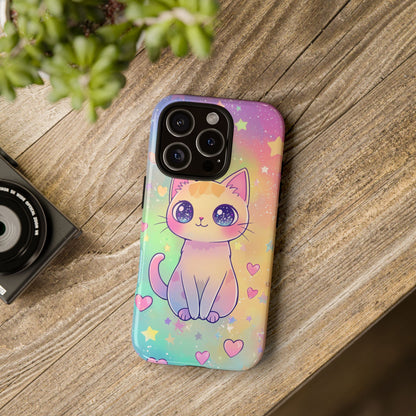Rainbow Galaxy Cat Phone Case – Cute Anime Aesthetic for iPhone, Google Pixel & Samsung