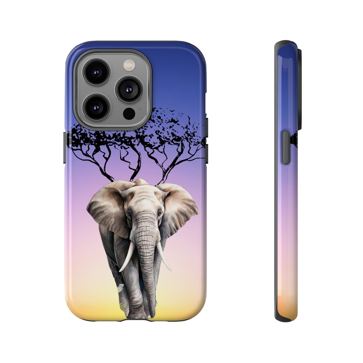 Surreal Elephant Tree Mobile Cover – Dreamy Sunset Fantasy