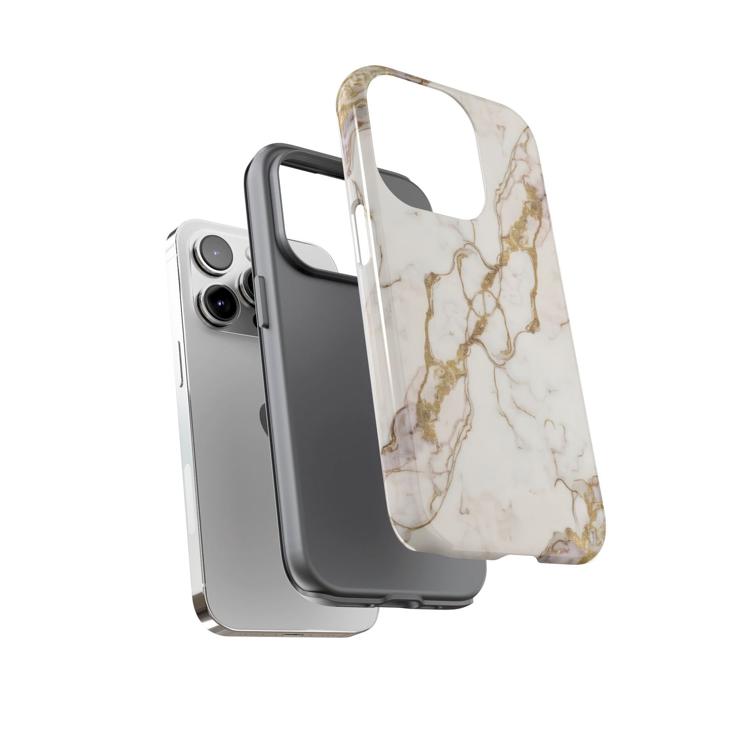 Elegant White and Gold Marble Case Design