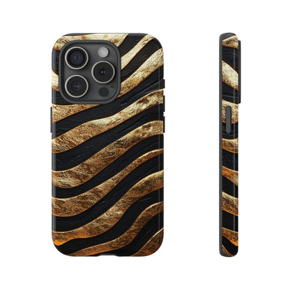 Luxury Black & Gold Zebra Stripes Phone Case for iPhone, Samsung & Google Pixel