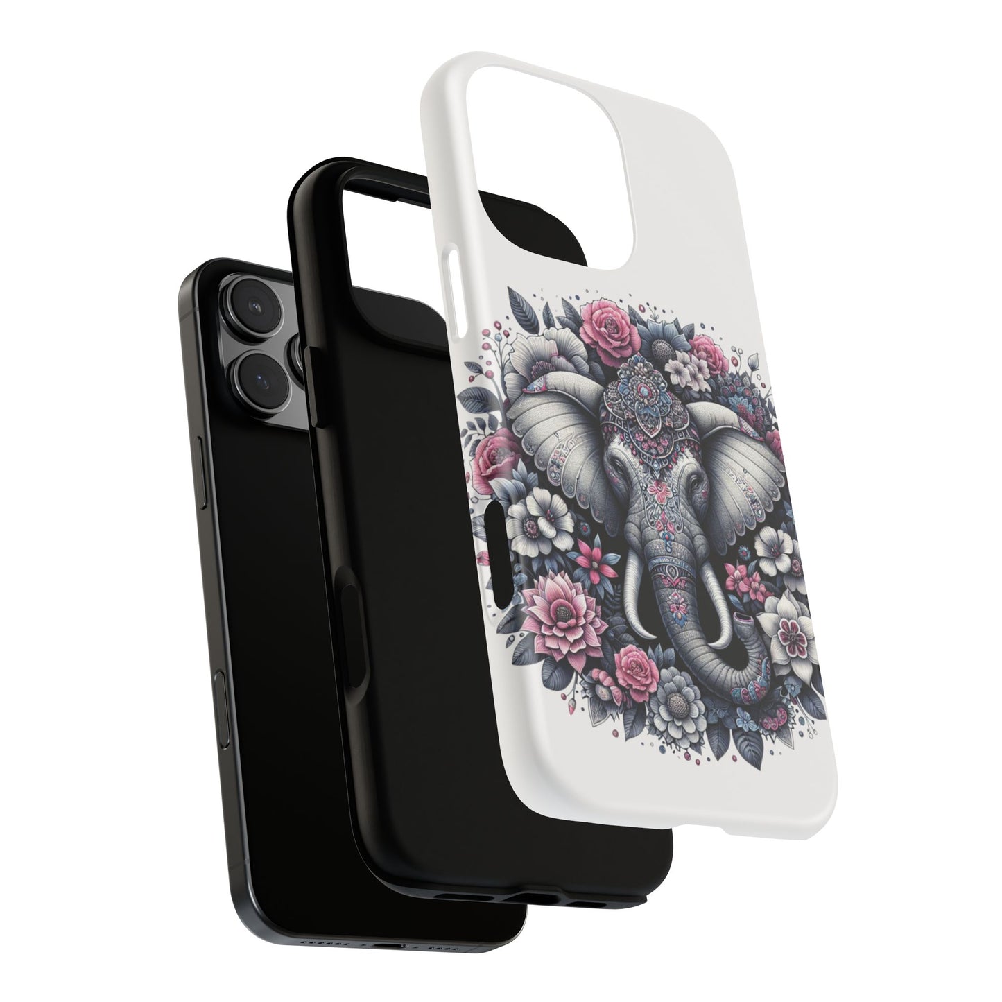Ornate Floral Elephant Mobile Cover – Elegant Bohemian Art
