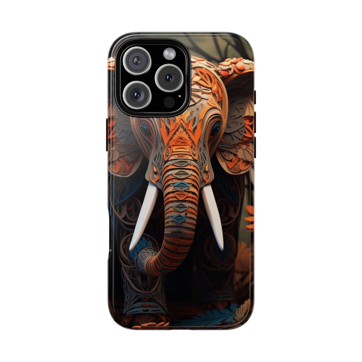 Elegant Artistic Elephant Mobile Cover – Intricate Paper-Cut Design