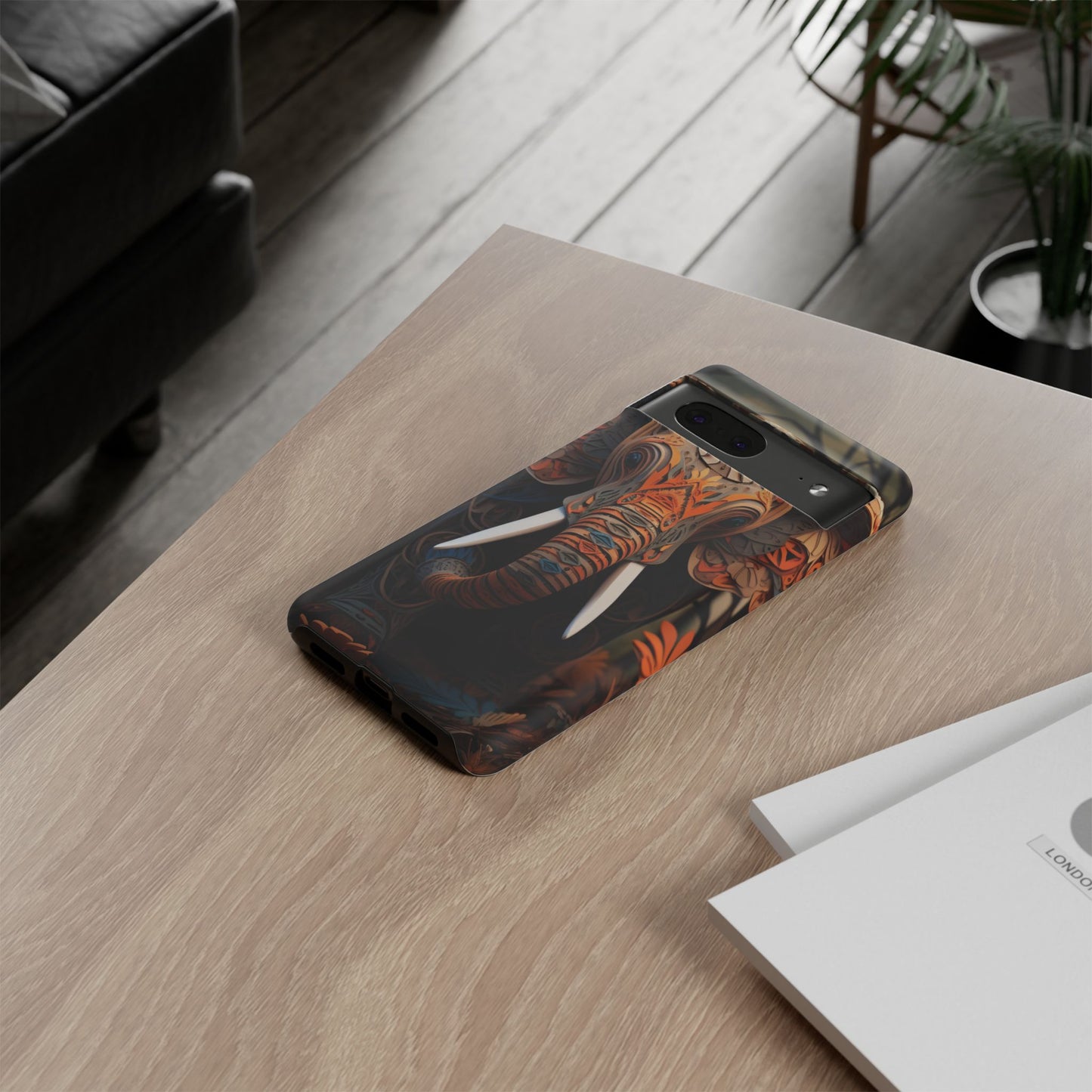 Elegant Artistic Elephant Mobile Cover – Intricate Paper-Cut Design