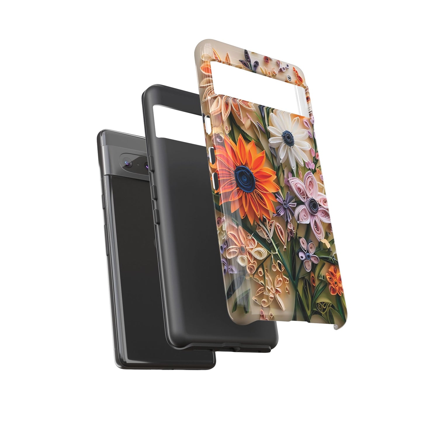 Intricate Quilled Floral Artwork In Vibrant Colors phone case design.