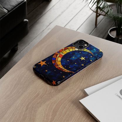Celestial Crescent: Vibrant Moon and Stars Phone Case