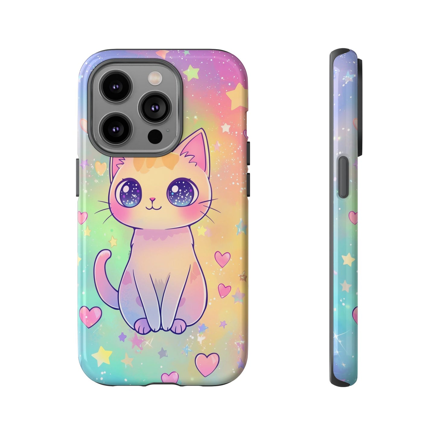 Rainbow Galaxy Cat Phone Case – Cute Anime Aesthetic for iPhone, Google Pixel & Samsung