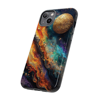 Cosmic Abstract Artwork With Dynamic Swirling Fluid Patterns phone case design.