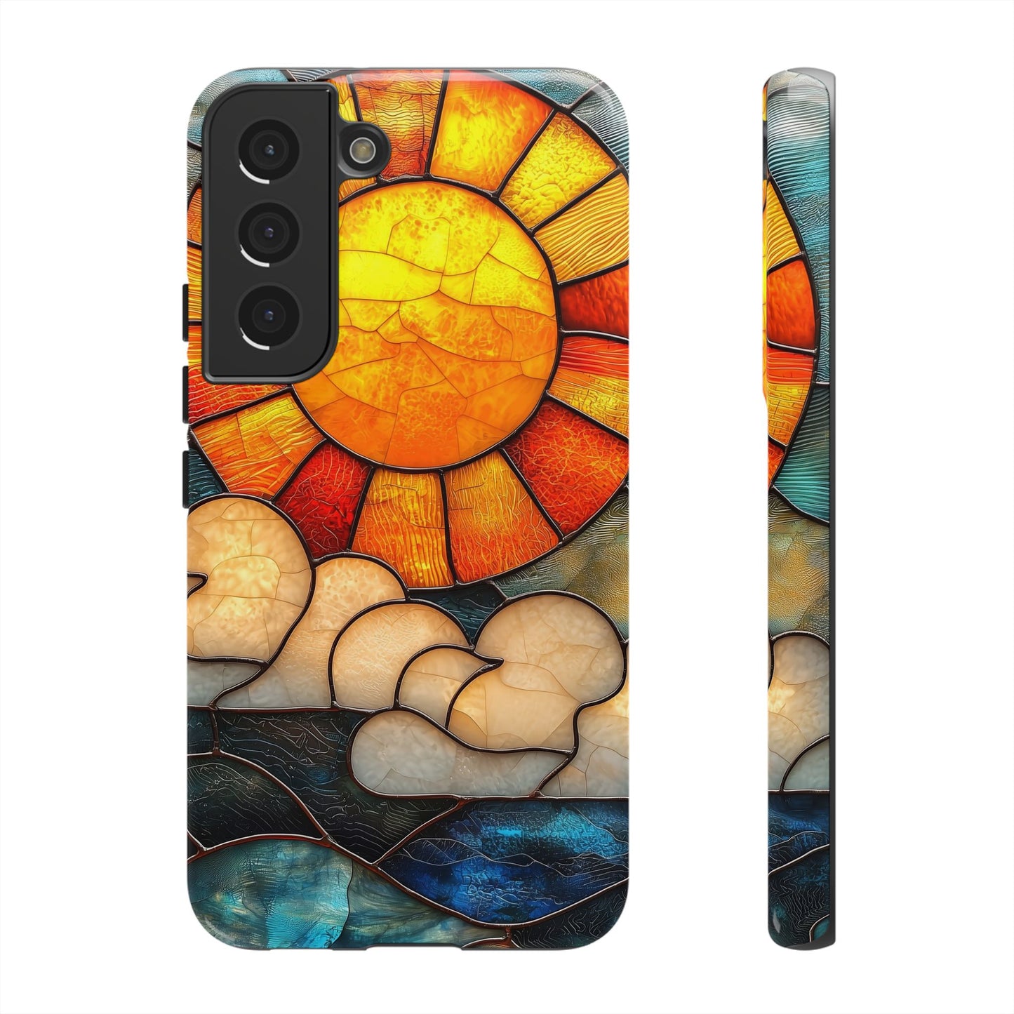 Modern Stained Glass Phone Case – Warm Tones & Abstract Landscape for iPhone, Samsung & Pixel