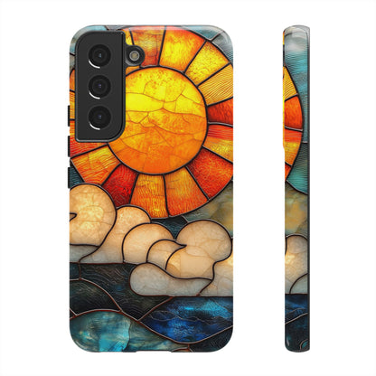 Modern Stained Glass Phone Case – Warm Tones & Abstract Landscape for iPhone, Samsung & Pixel