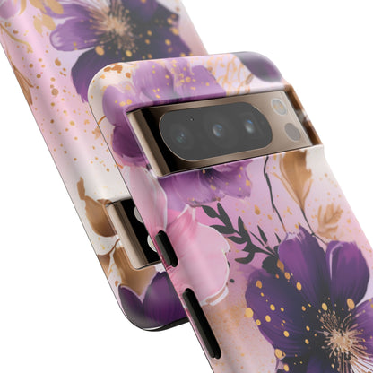 Luxury Purple & Gold Floral Aesthetic Mobile Case
