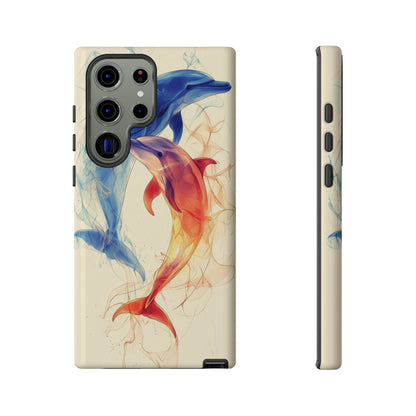 Elemental Dolphins: Fire & Water Fusion Phone Case for iPhone, Samsung & Pixel