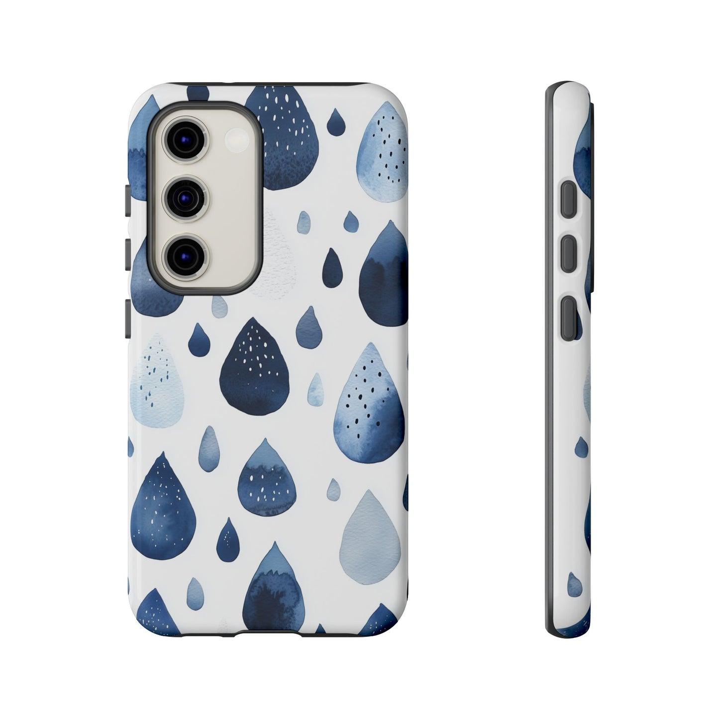 Indigo Rain Drops Watercolor Phone Case for iPhone, google Pixel & Samsung