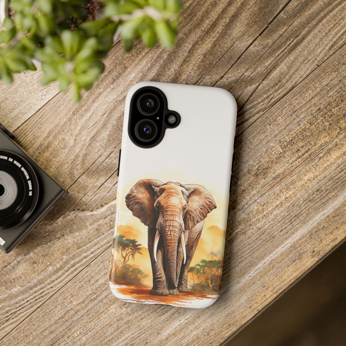 Safari Elephant Watercolor Mobile Cover – Majestic Wildlife Art