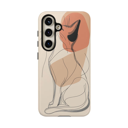 Graceful Cat Outline: Abstract Whiskered Beauty Phone Case for iPhone, Samsung & Pixel
