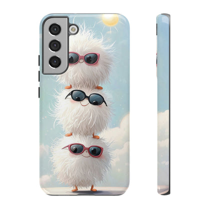 Fluffy Anime Phone Case – Cute Kawaii Fuzzy Creatures, Aesthetic Pastel Art, Soft Cloudy Background, iPhone, Samsung & Google Pixel Case