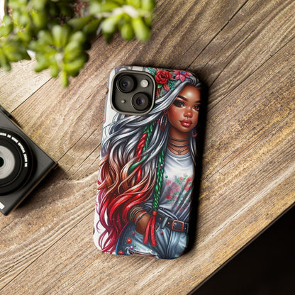 Festive Boho Queen – Holiday Glow & Candy Cane Braids Mobile Cover