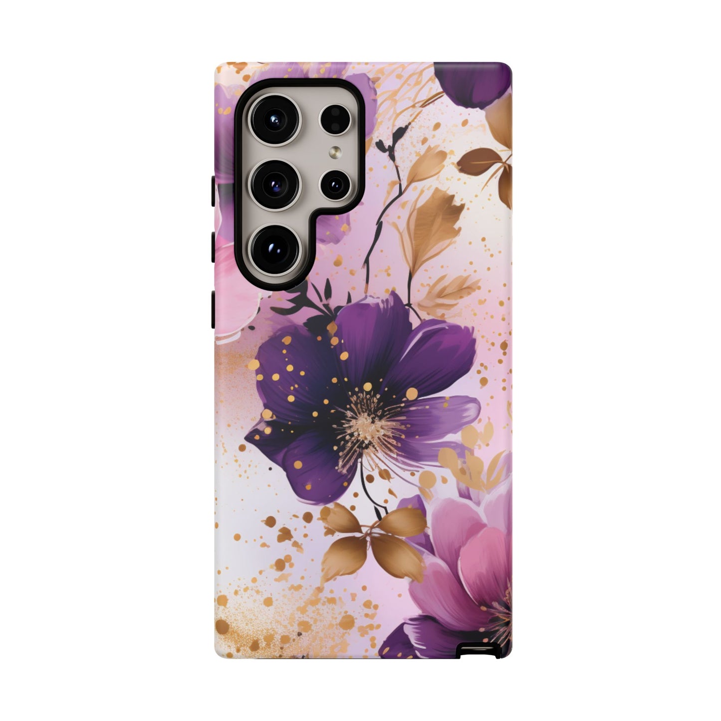 Luxury Purple & Gold Floral Aesthetic Mobile Case