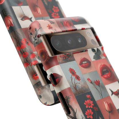 Red Flowers & Lips Collage Phone Case