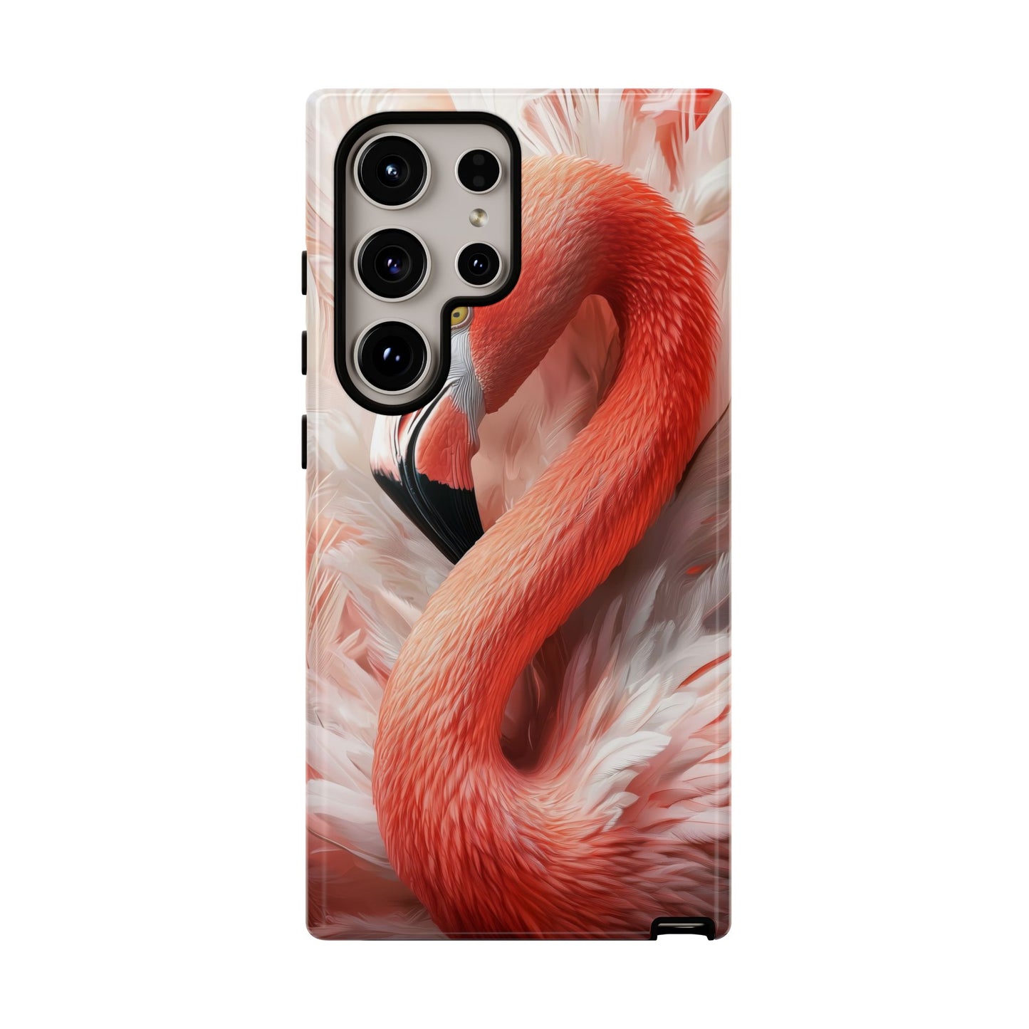 Elegant Flamingo Feather Phone Case for iPhone, Samsung & Google Pixel