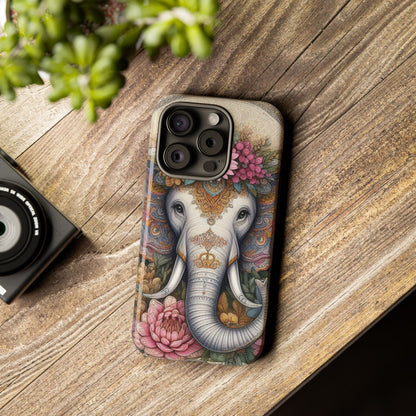 Elegant Floral Elephant Mobile Cover – Royal Mandala Art