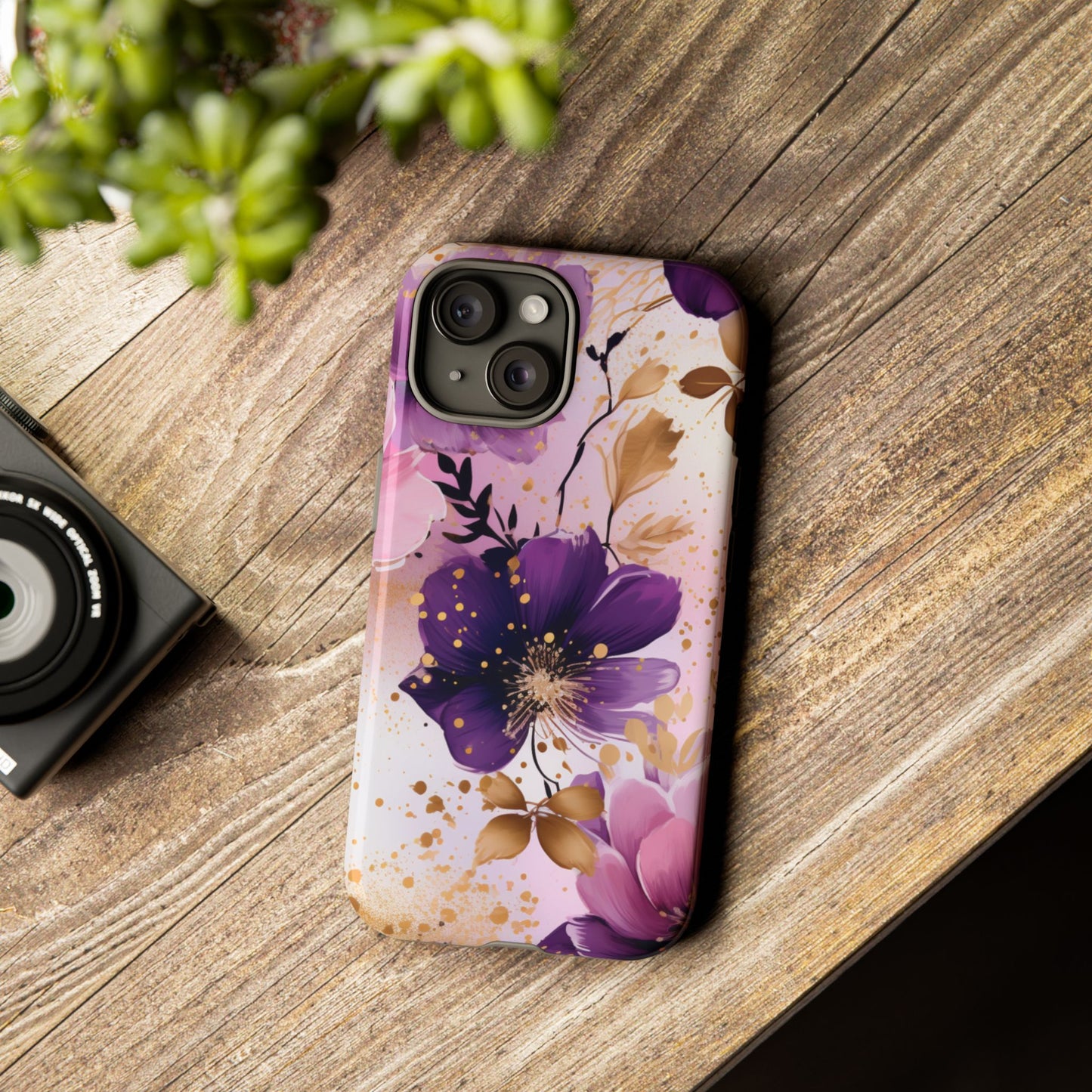 Luxury Purple & Gold Floral Aesthetic Mobile Case