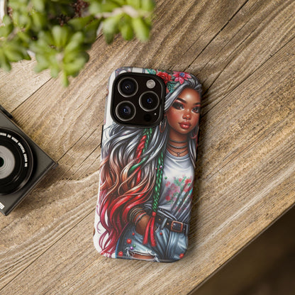 Festive Boho Queen – Holiday Glow & Candy Cane Braids Mobile Cover