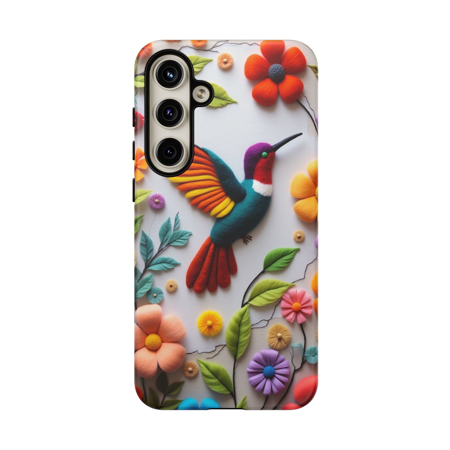 Embroidered Hummingbird with Floral Design | Nature's Elegant Stitch | iPhone 16 Pro