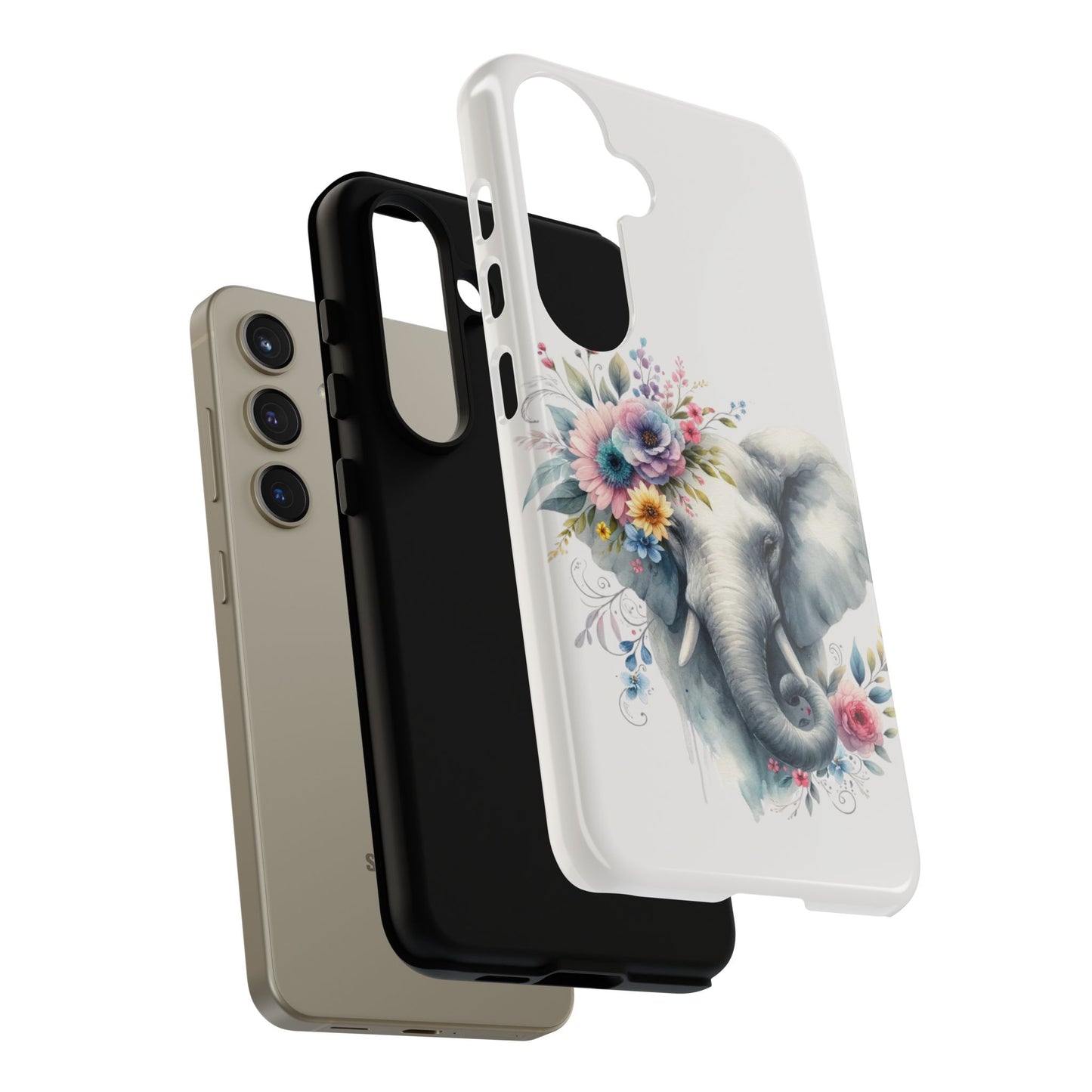 Floral Elephant Mobile Cover – Elegant Watercolor Art