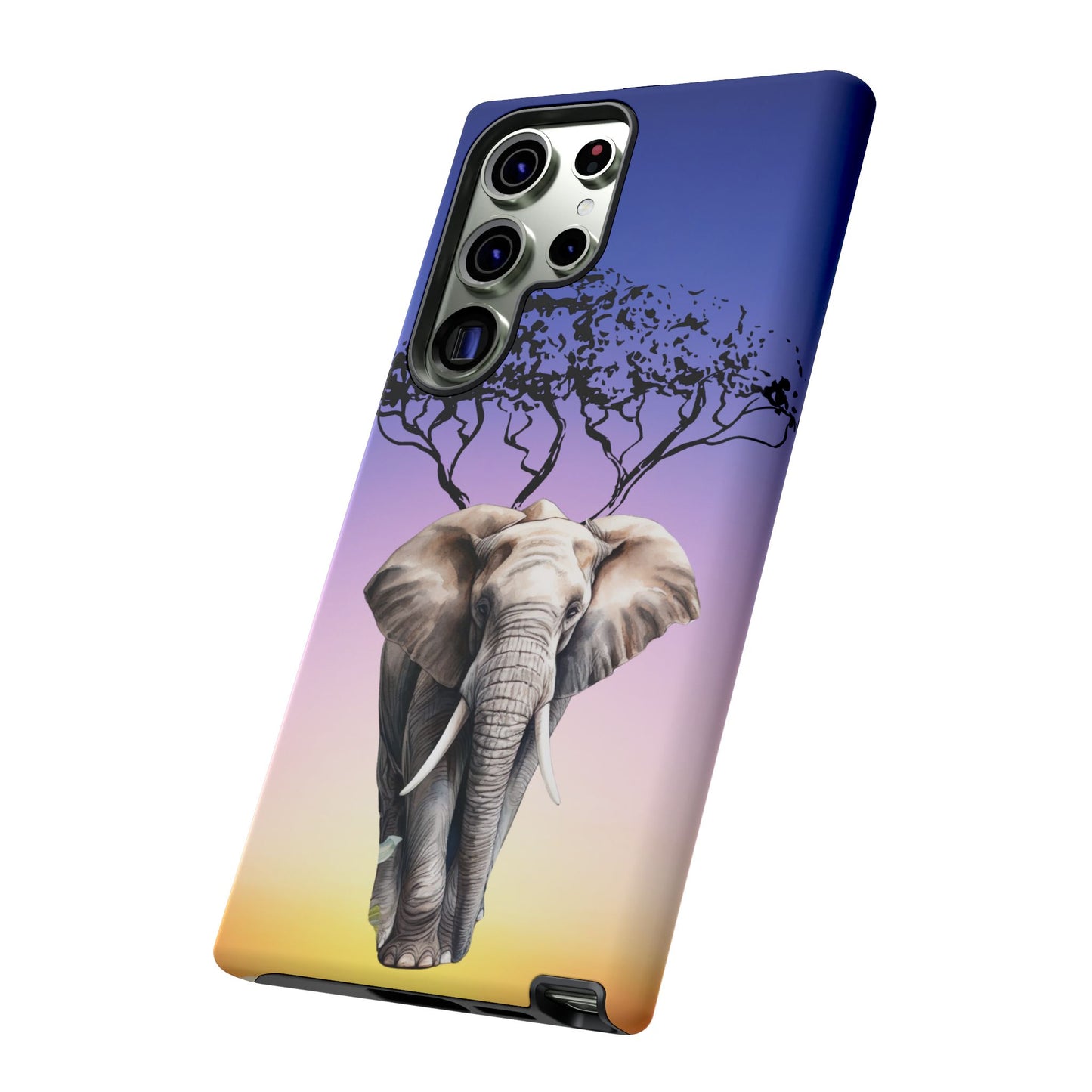Surreal Elephant Tree Mobile Cover – Dreamy Sunset Fantasy