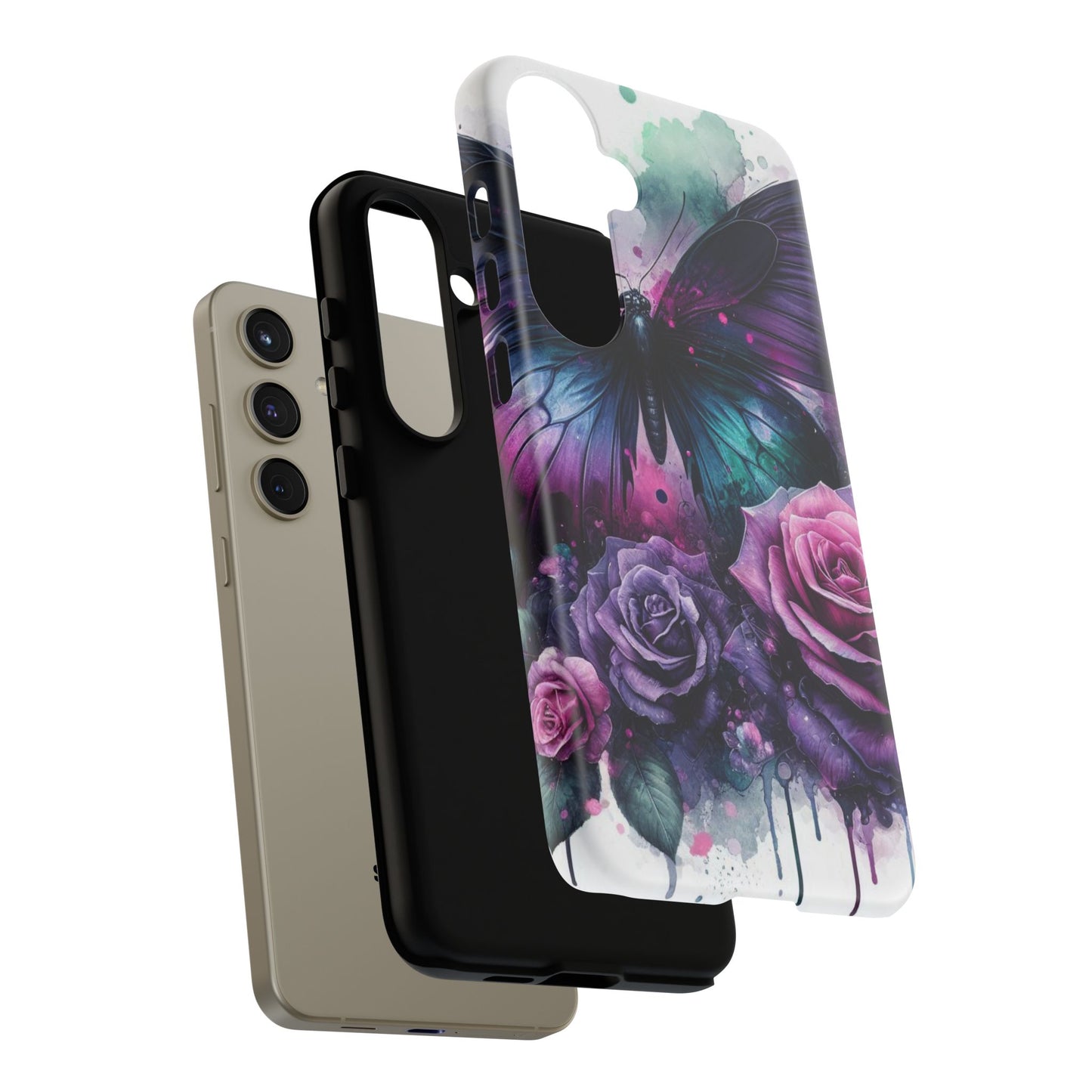 Mystic Bloom – Vibrant Butterfly & Rose Art Mobile Cover