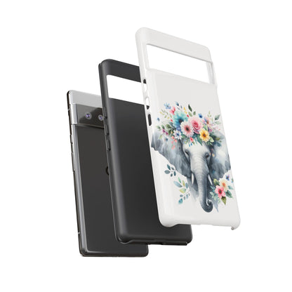 Floral Crown Elephant Mobile Cover – Elegant Watercolor Art