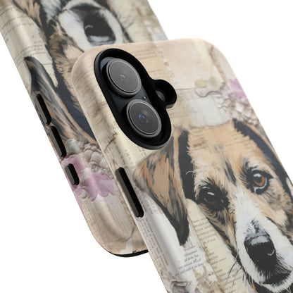 Vintage Collage Dog Portrait Mobile Cover – Artistic Mixed Media Design