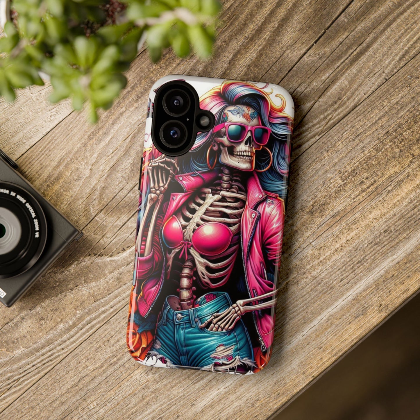 Neon Bones – Retro Skeleton & Vibrant Punk Aesthetic Mobile Cover