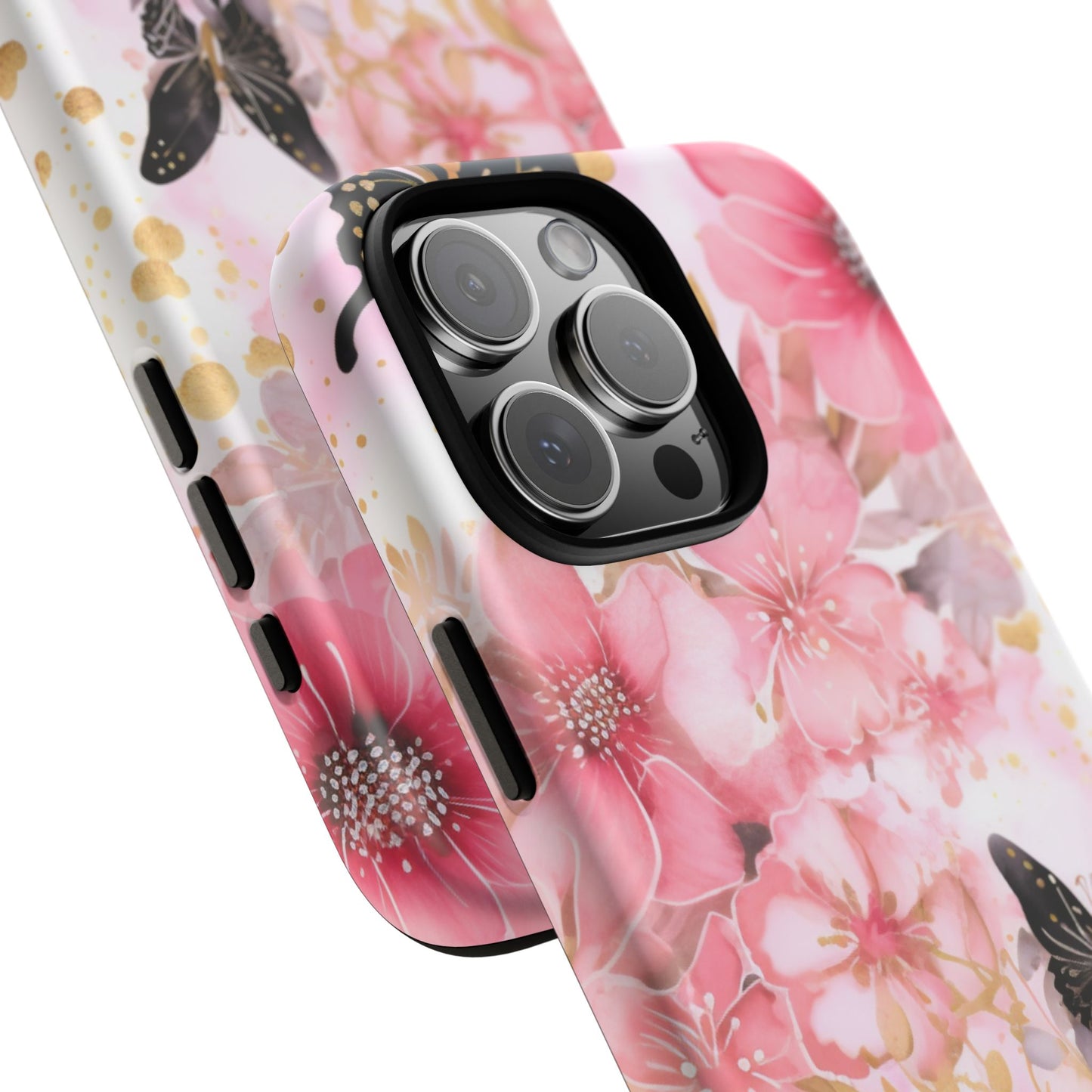 Pink Blossom & Gold Butterfly Mobile Case
