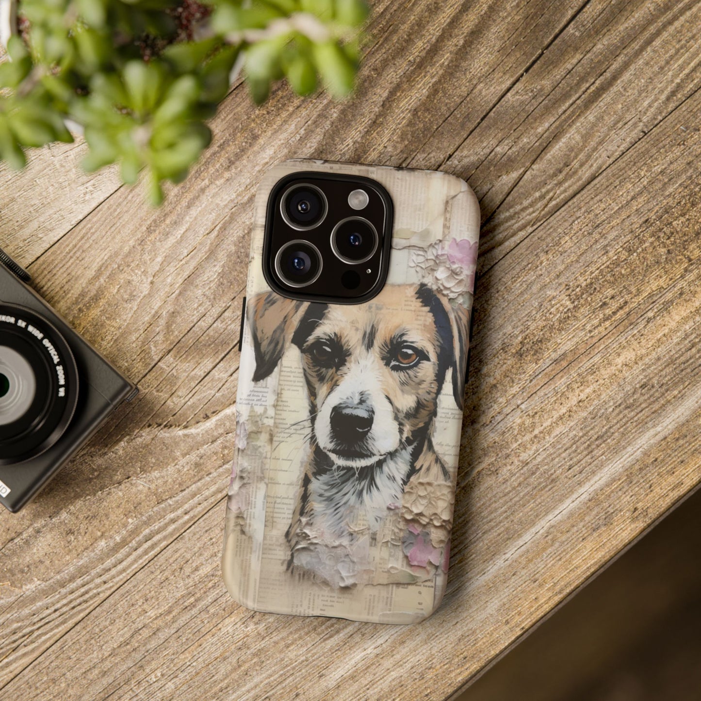 Vintage Collage Dog Portrait Mobile Cover – Artistic Mixed Media Design