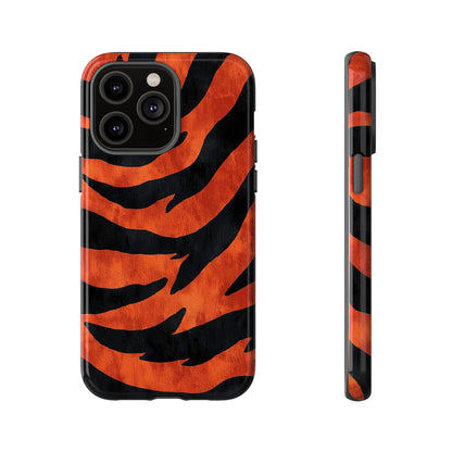 Fiery Orange & Black Tiger Stripes Phone Case for iPhone, Samsung & Google Pixel