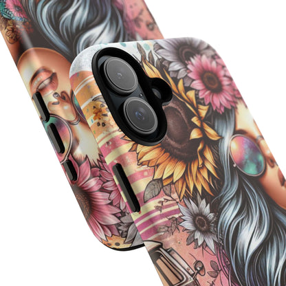Retro Boho Wanderer – Sunflower Hippie Van Mobile Cover