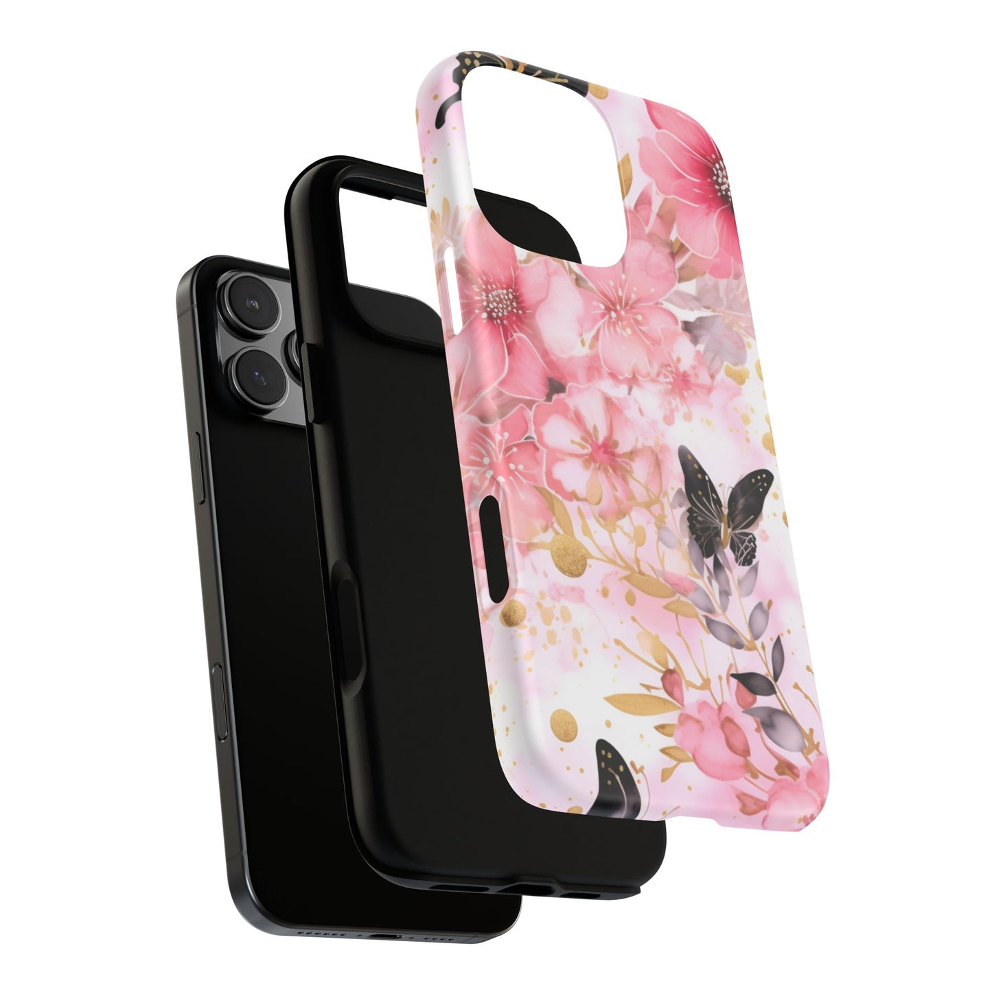 Pink Blossom & Gold Butterfly Mobile Case