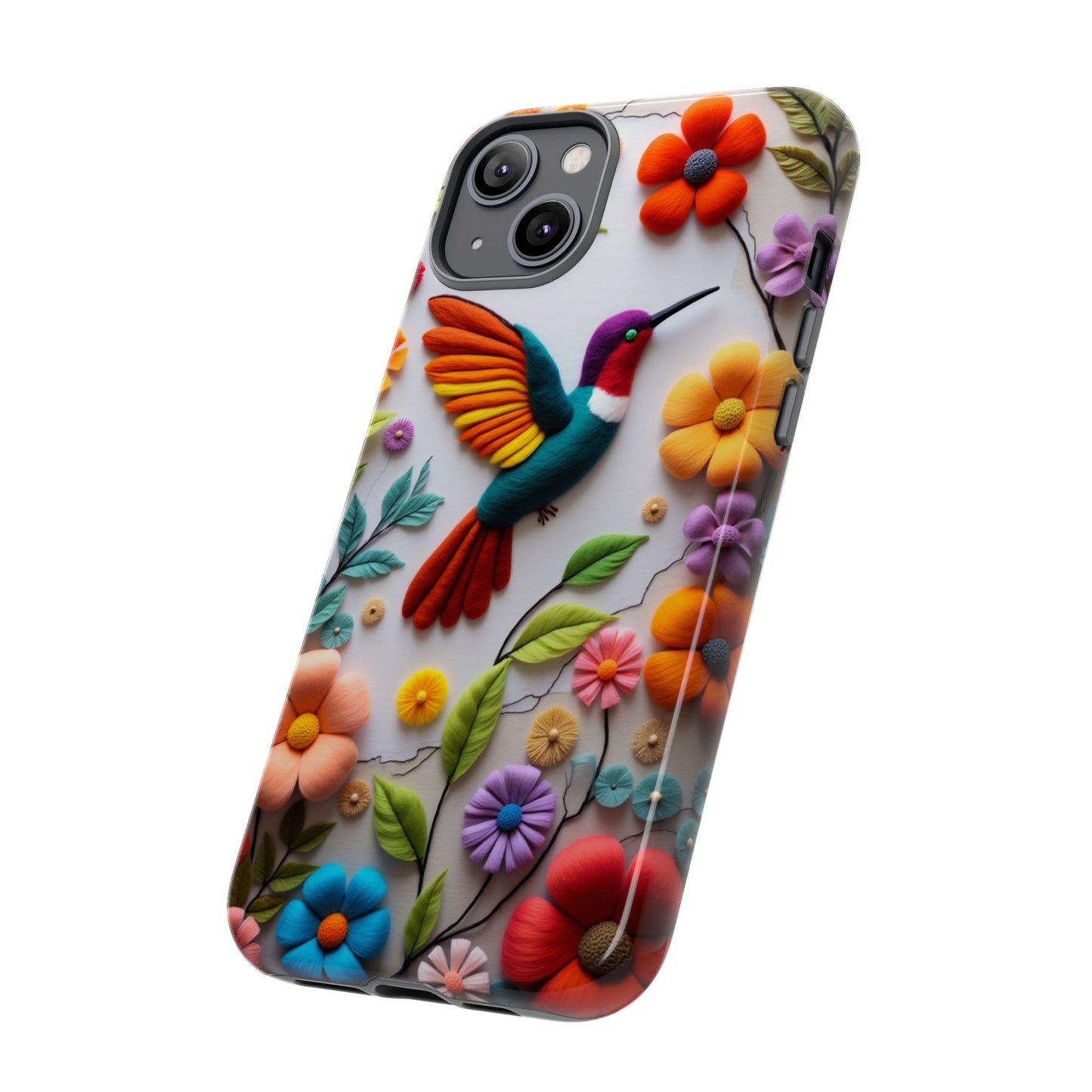 Embroidered Hummingbird with Floral Design | Nature's Elegant Stitch