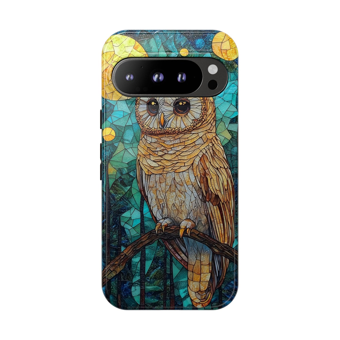 Nocturnal Wisdom – Stained Glass Owl Phone Case for iPhone, Samsung & Pixel