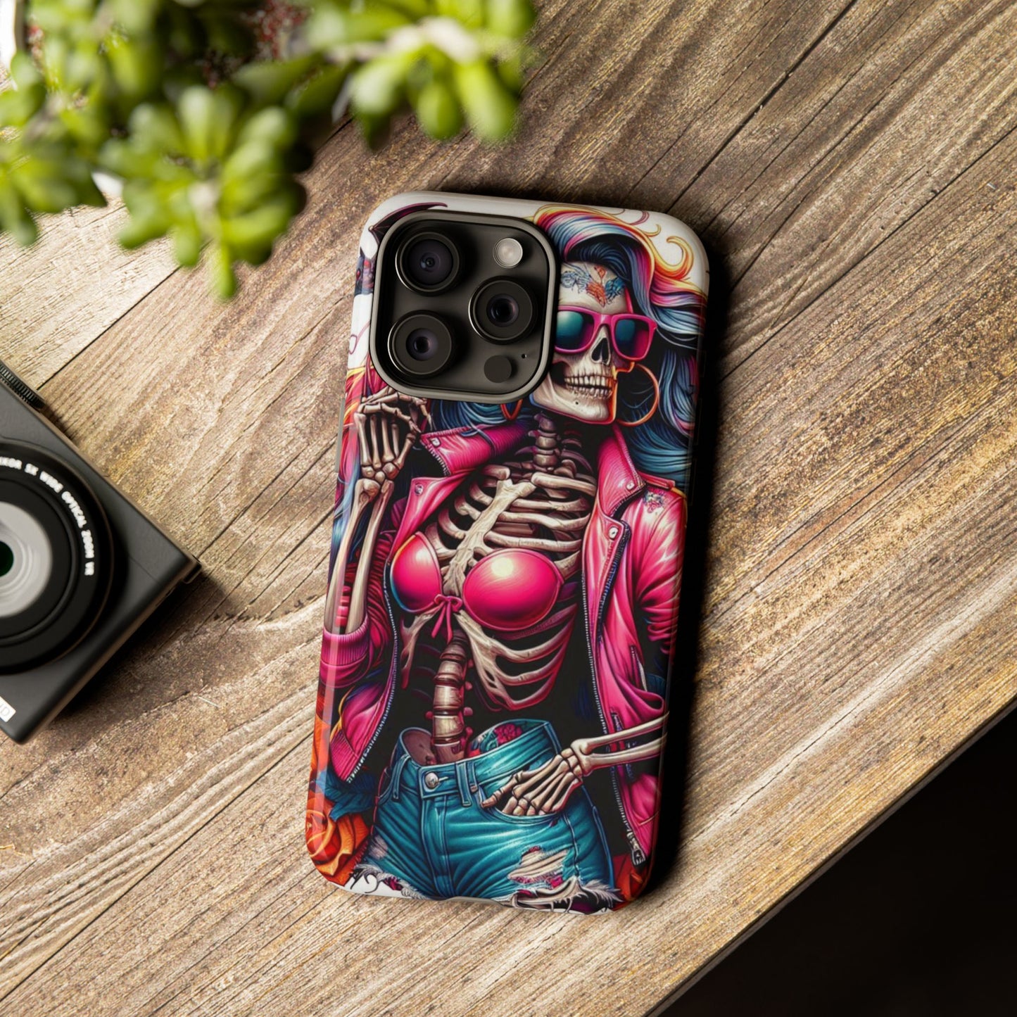 Neon Bones – Retro Skeleton & Vibrant Punk Aesthetic Mobile Cover
