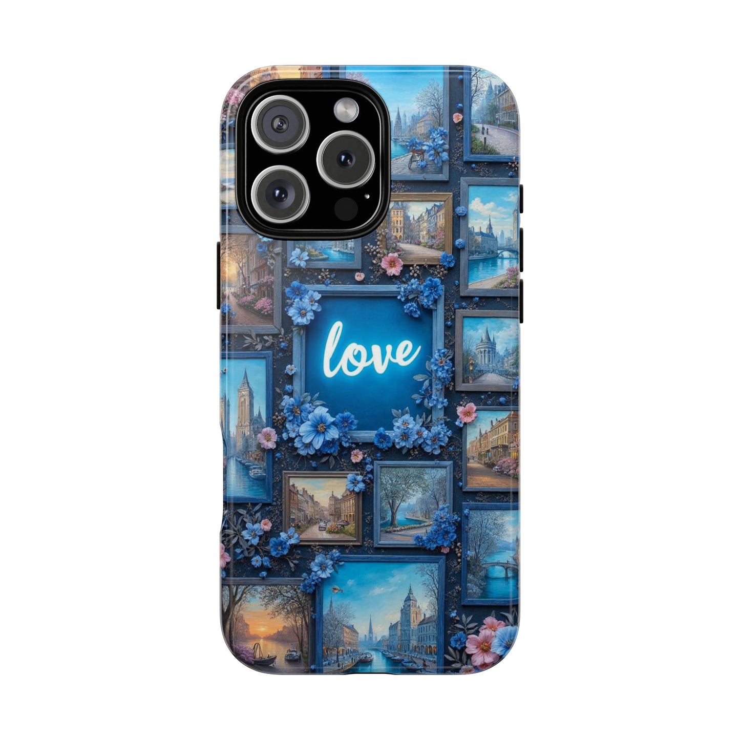 Blue Floral Love Frame Phone Case